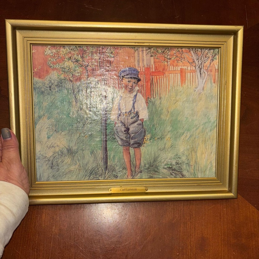 Carl Larsson | Framed Art Print | Little Boy Standing by Apple Tree